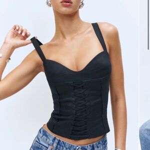 Reformation Gaia Linen Top Black - Size 0